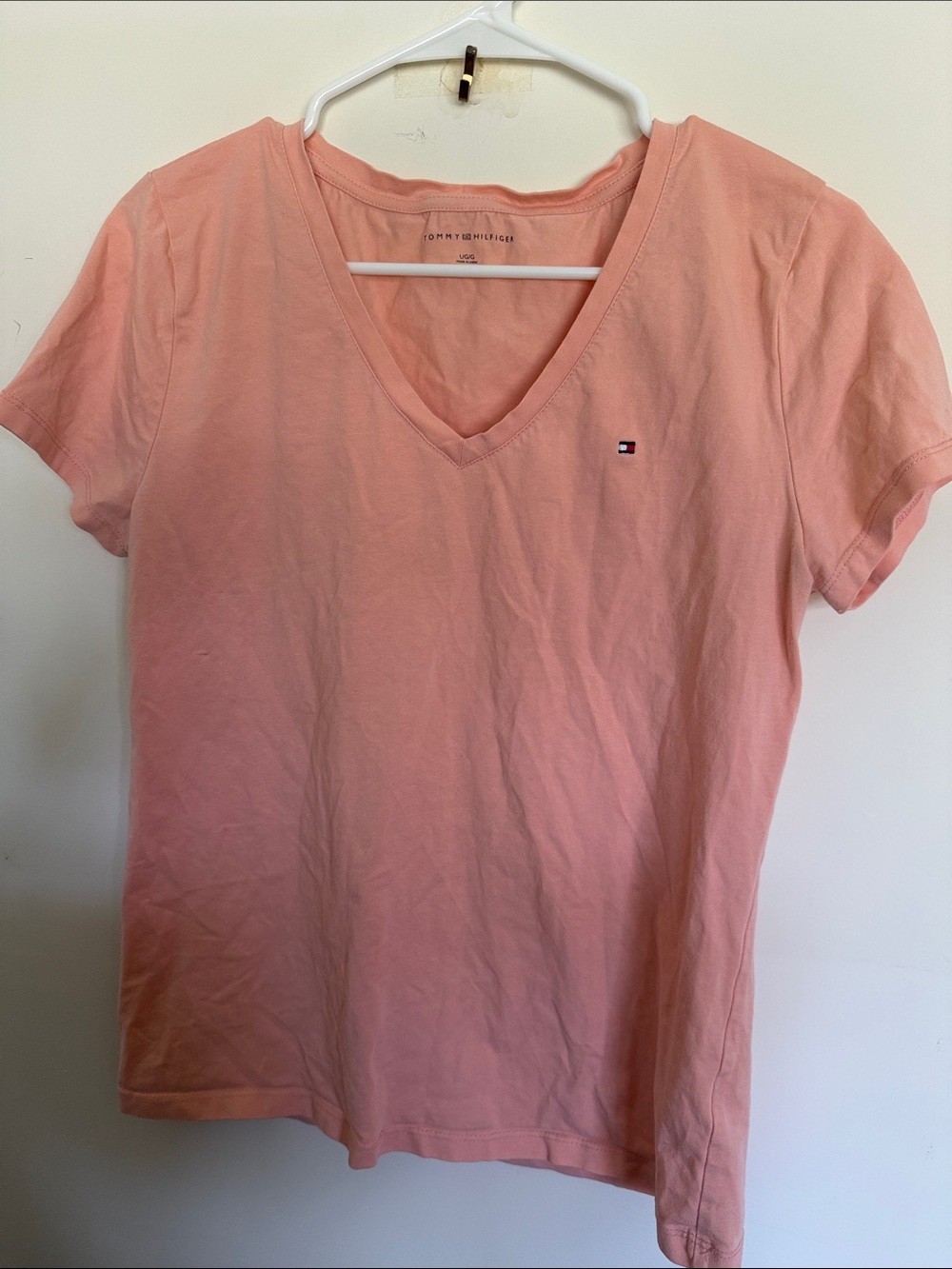 Tommy Hilfiger Women's Coral Pink V-Neck Tee